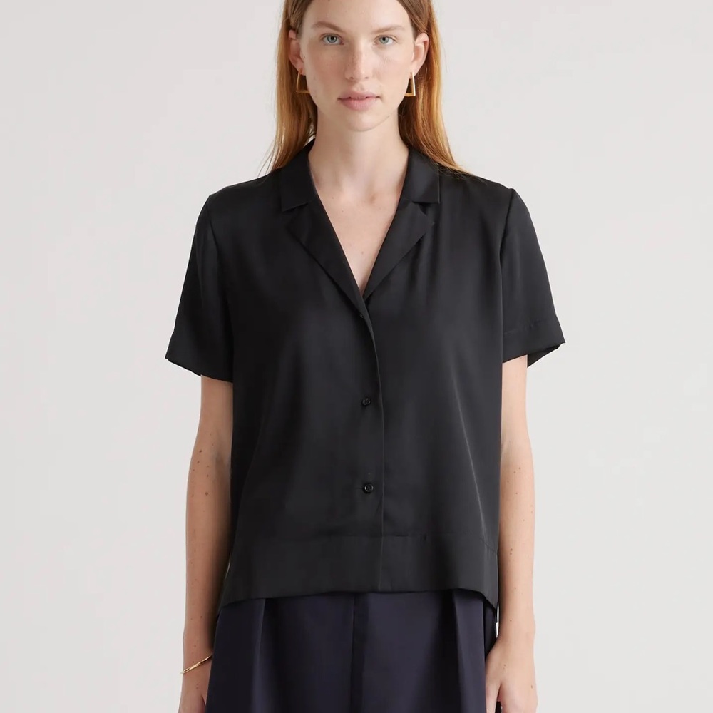 Quince Silk Short-Sleeve Button-Down Shirt